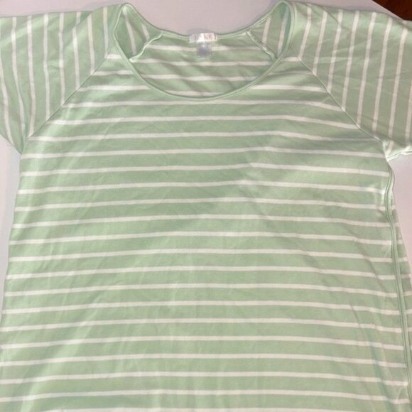 LAKE Pajama Pima Cotton Shirt Short Sleeve Mint Stripe size Large - Picture 3 of 7